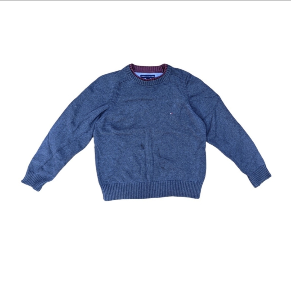 ❌SOLD❌ 90s Vintage Grunge Crew Neck Sweater Gray Maroon Tommy Hilfiger Knit M
